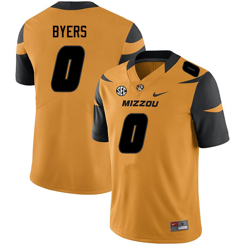 Men #0 Akial Byers Missouri Tigers College Football Jerseys Sale-Yellow - Click Image to Close